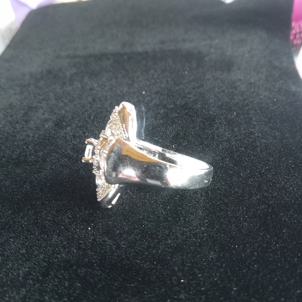 Cocktail Ring Size 9.75 Silver Plated CZ Baguette Ring Stunning By CAPACCI